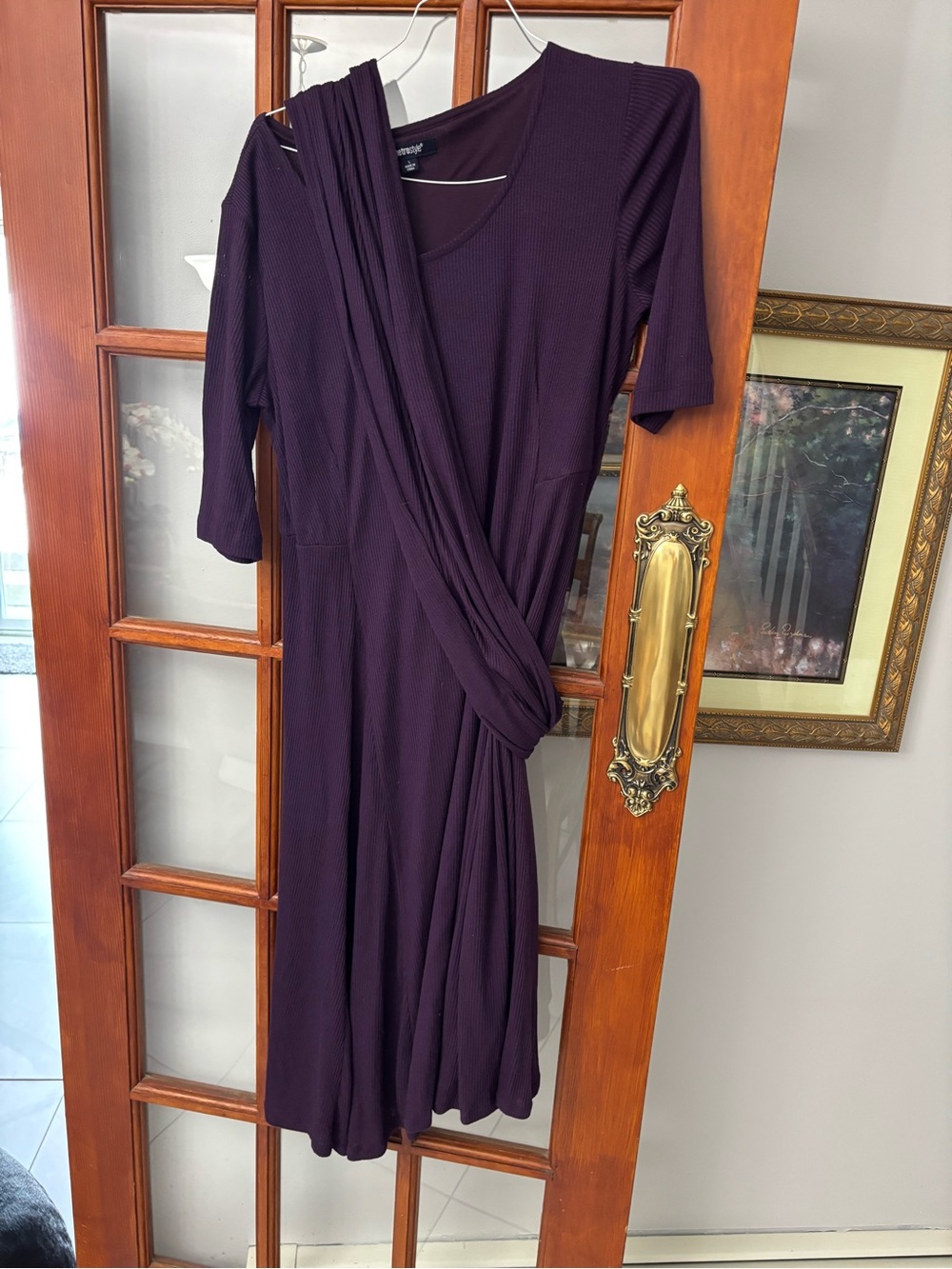 Metrostyle Deep Purple Scoop Neck Midi Dress